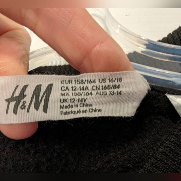 H&M Harry Potter Hogwarts Varsity Black Grey fleece Jacket sweatshirt snap 16/18 - Picture 6 of 9